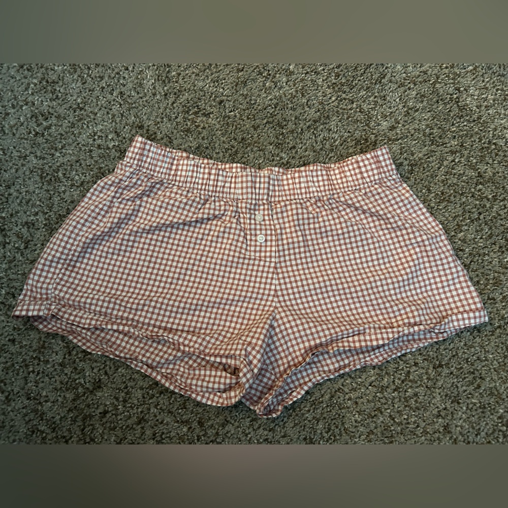 Brandy Melville Pink and White Checkered Shorts